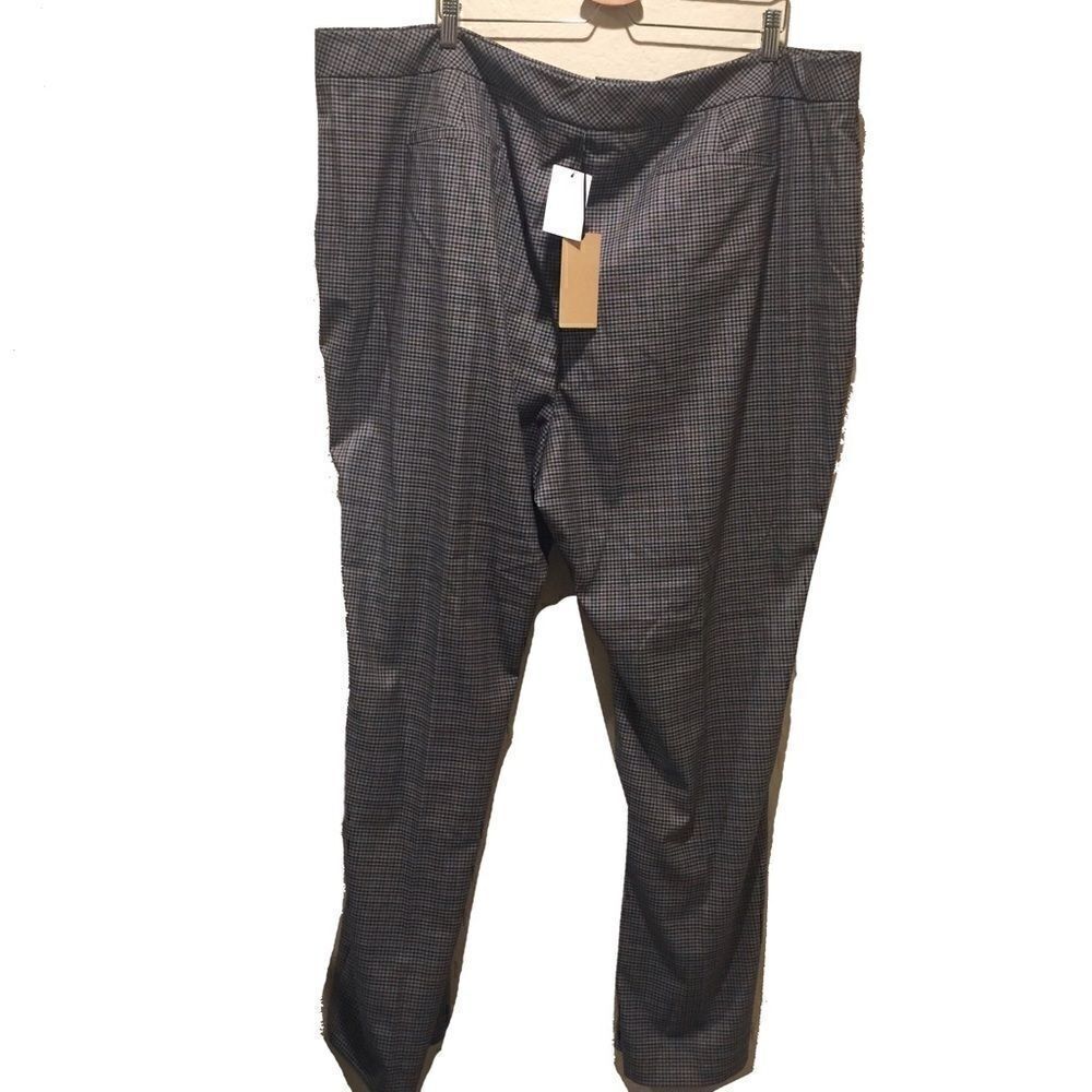 Halogen Plaid Trousers Pants Slacks Straight leg High Waisted 26 gray